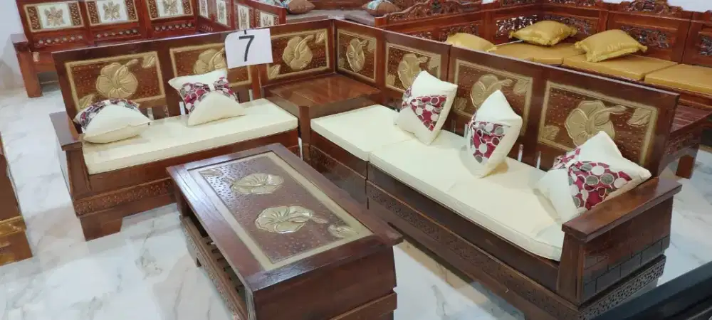 Sofa L sudut jati jepara