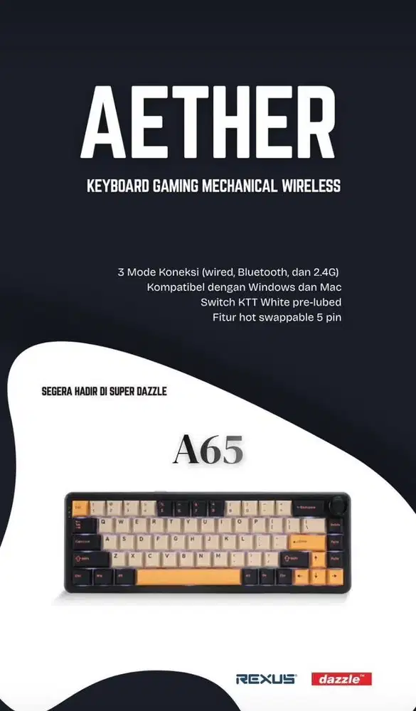 Rexus Aether Keyboard Gaming Mechanical Wireless