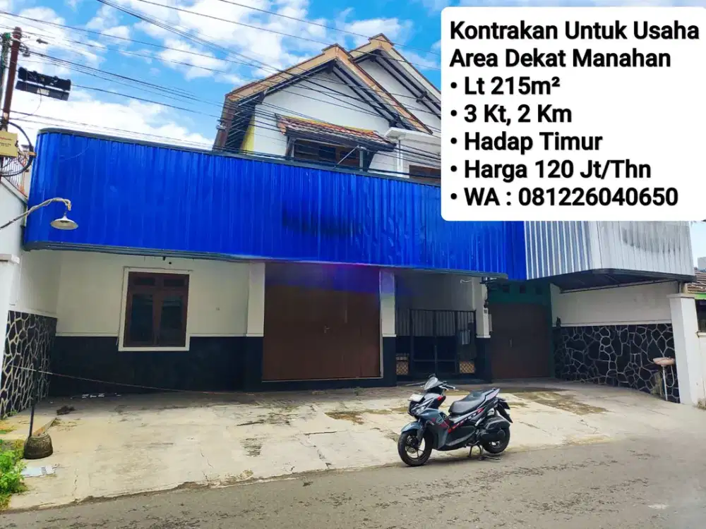 Sewa Rumah Cocok Untuk Usaha / Kantor, Area Manahan, Dekat Pusat Kota
