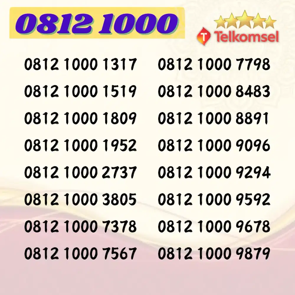 Nomor cantik simpati telkomsel seri 1000 super rapi murah
