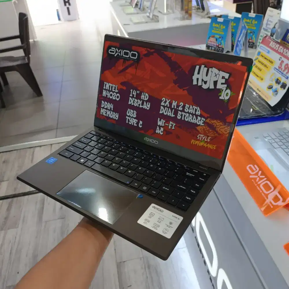 LAPTOP PELAJAR AXIOO HYPE INTEL CELERON RAM 8GB SSD 256GB SIAP PAKAI