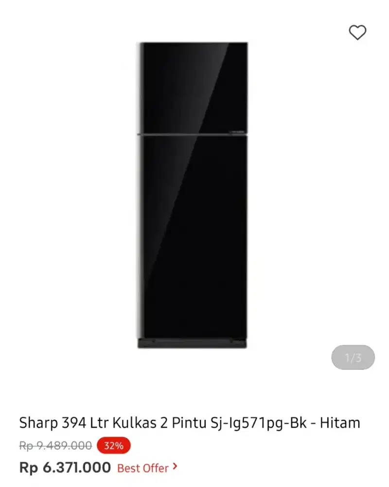 KULKAS SHARP TAMPERED GLASS 394 liter