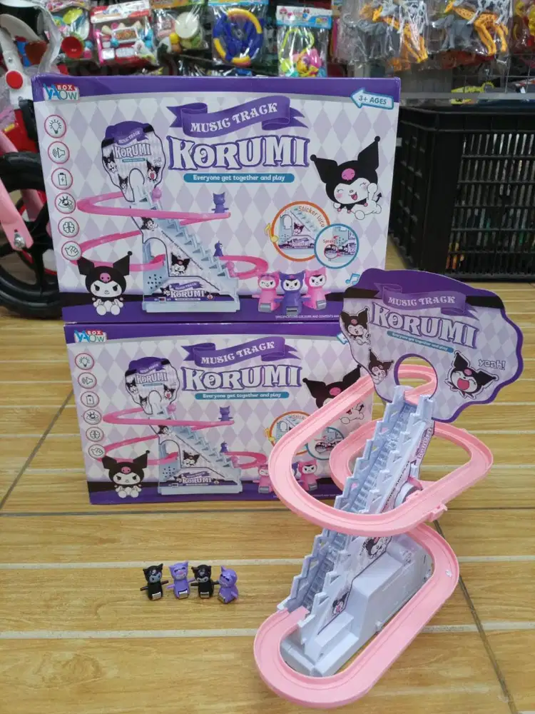 mainan anak kuromi slide tangga baterai