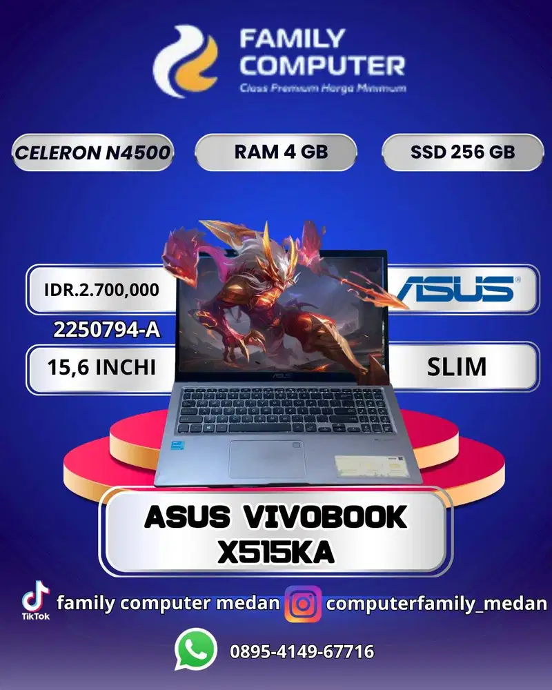 LAPTOP ASUS VIVOBOOK X515KA CELERON N4500 SSD 256\4GB