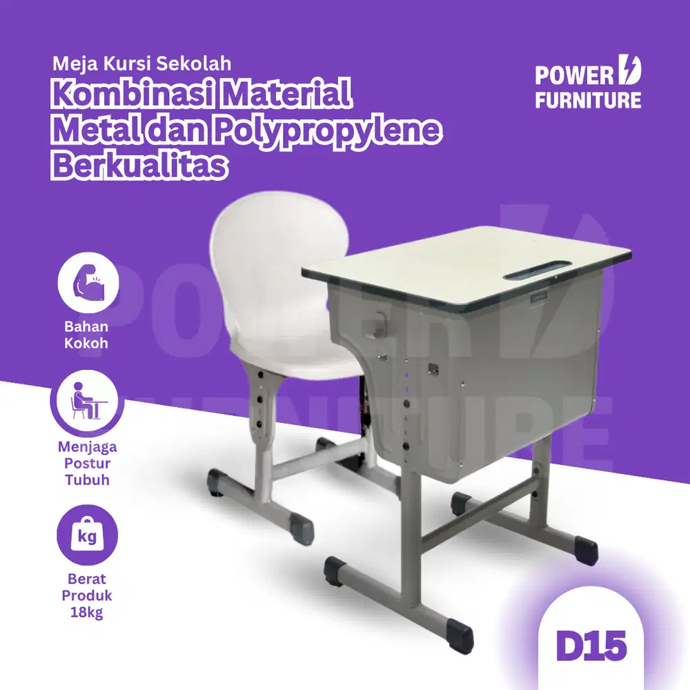Bangku Sekolah Modern Tipe D15 - Meja dan Kursi Sekolah