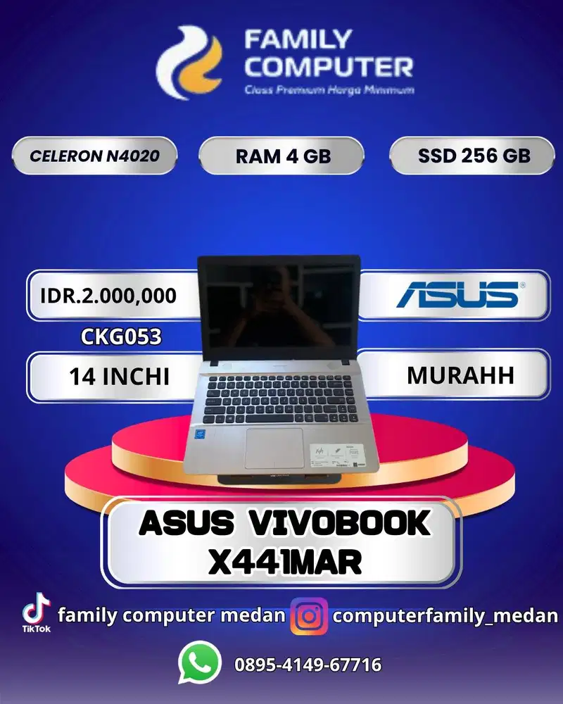 LAPTOP ASUS VIVOBOOK X441MAR CELERON N4020 4GB SSD 256GB