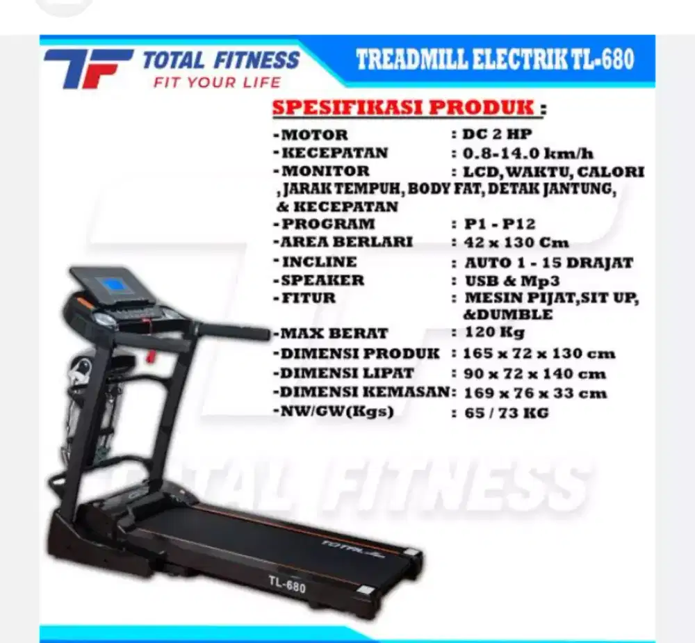 TREADMILL elektrik tl 680 hitam