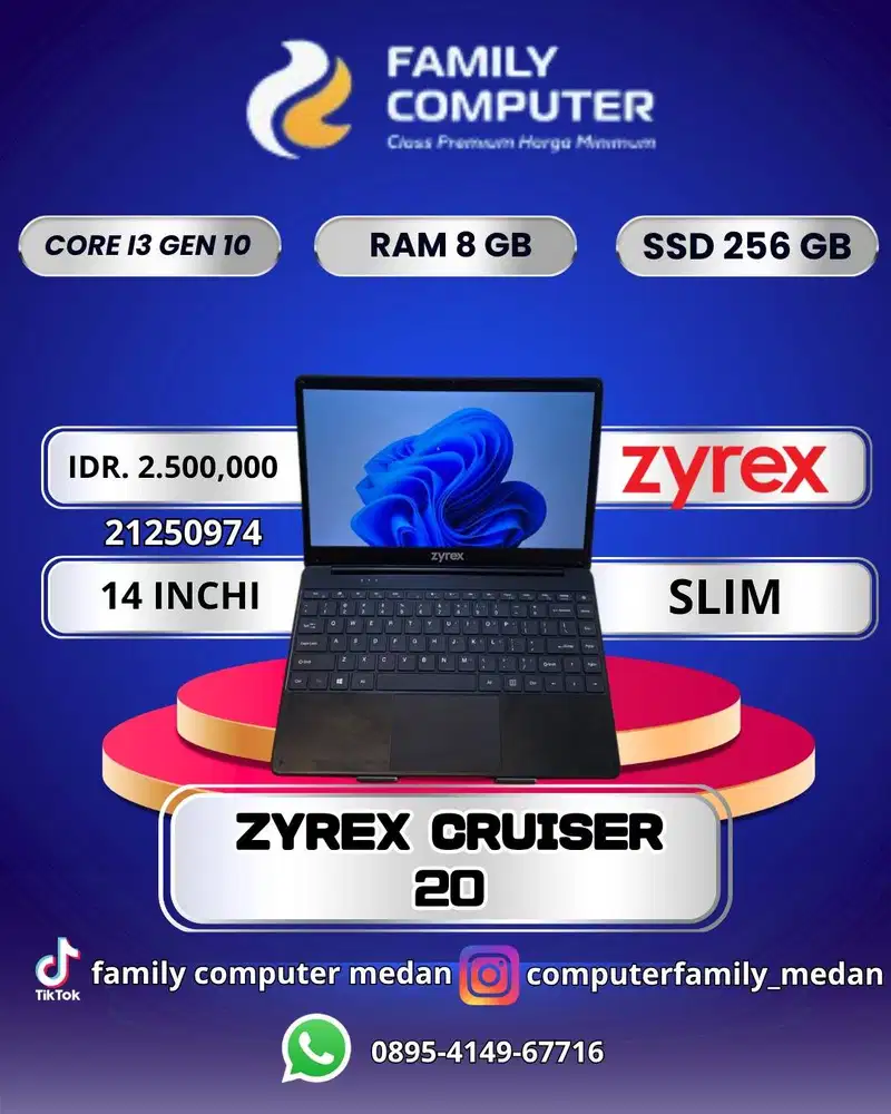 LAPTOP ZYREX CRUISER 20INTEL CORE I3 GEN 10 SSD 256\8GB