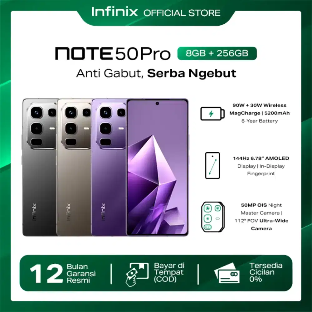 Handphone infinix note 50 pro ram 8+8/256