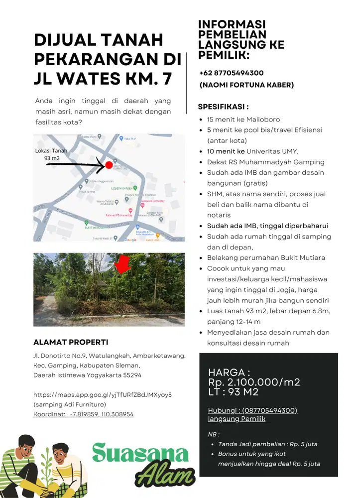 Jual Tanah di jl Wates km 7