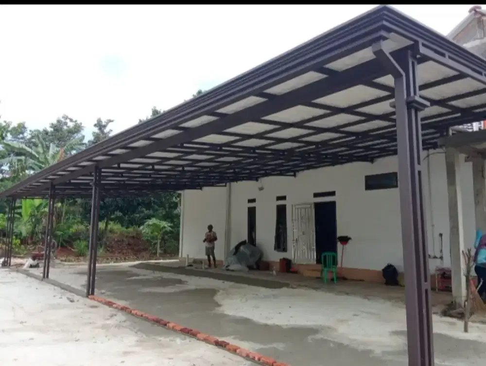 Kanopi atap alderon dabel layer kerangka besi kotak