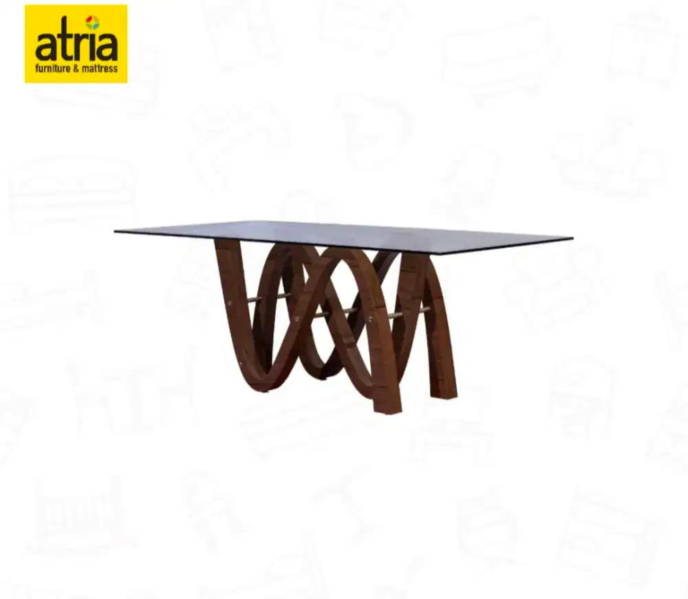 Meja Atria Twain Rectaguler Dining A-4137200*100*76Cm Clear Glass