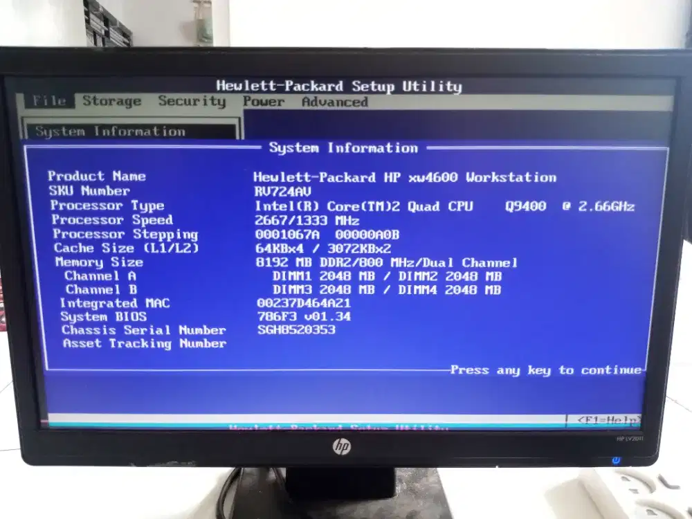 CPU Workstation Core Quad Hewlett Packard HP xw4600