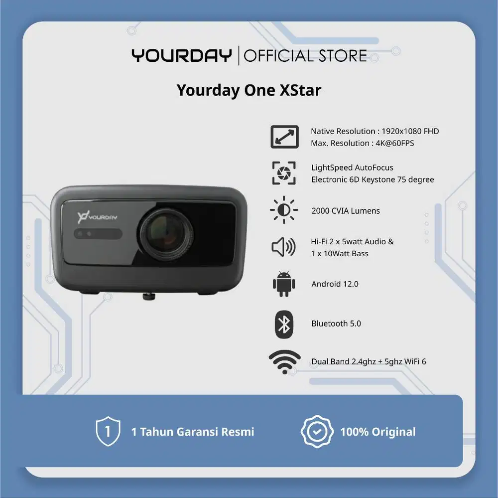 Yourday One XStar Smart Android Proyektor LED Projector FullHD 4K HDR