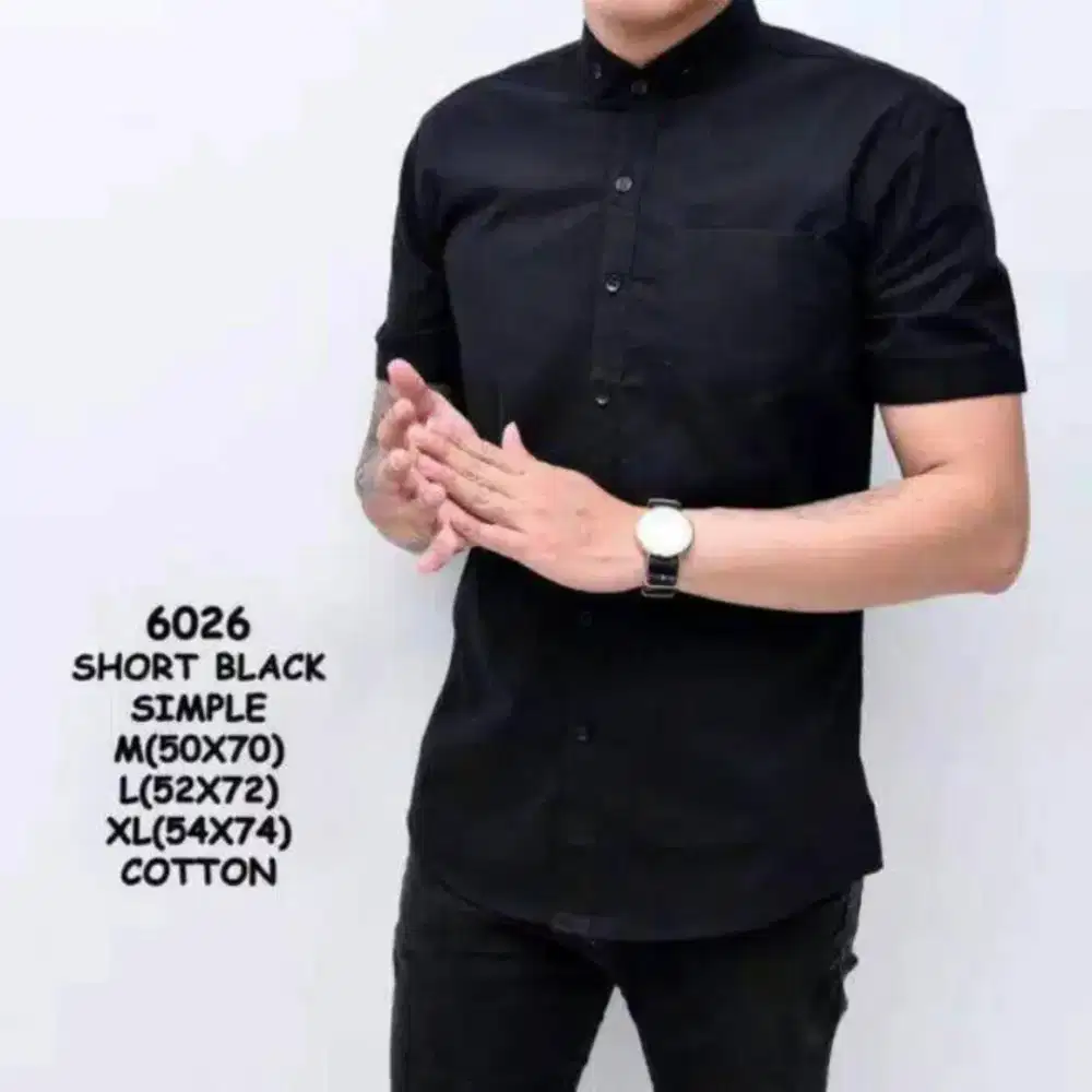 KEMEJA POLOS CASUAL LENGAN PENDEK BAHAN KATUN HALUS SIZE M SAMPAI XXXL