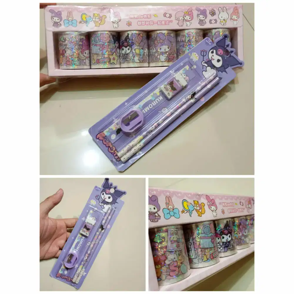 Sticker dan Pensil Set Kuromi Melody