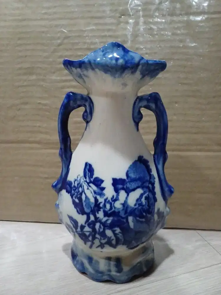 Ironstone Staffordshire Vase Vas Antik Floral