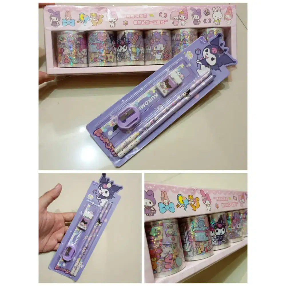 Sticker dan Pensil Set Kuromi Melody