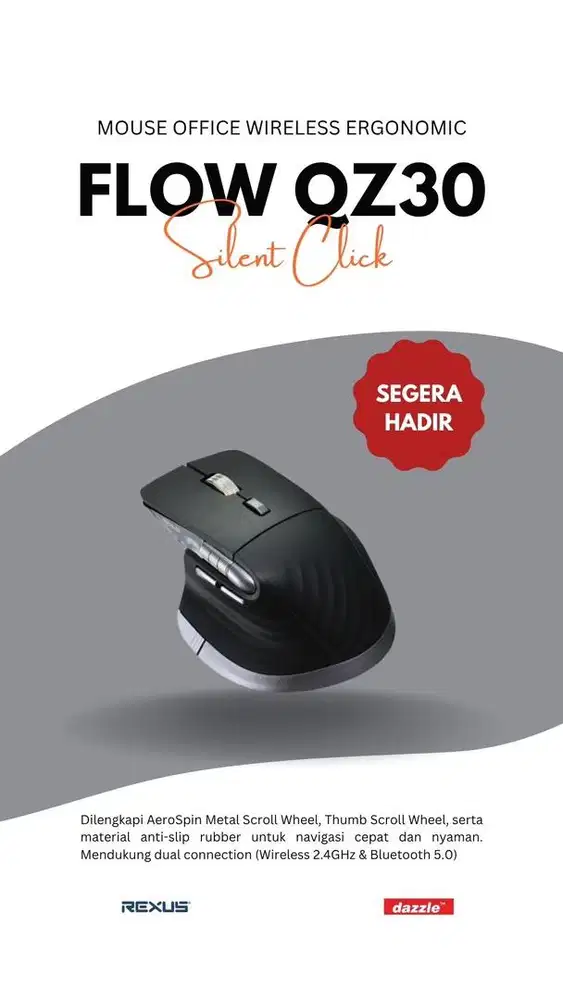 QZ30 REXUS MOUSE WIRELESS ERGONOMIC