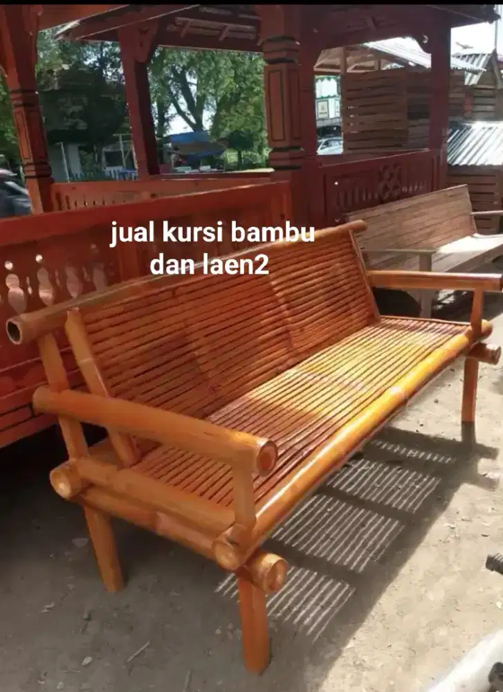 Jual kursi bambu tangga kayu tirai gulung dan laen2