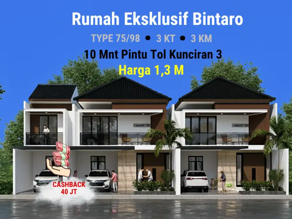 Rumah Eksklusif 10 menit Gerbang Tol Kunciran Cashback 40Jt