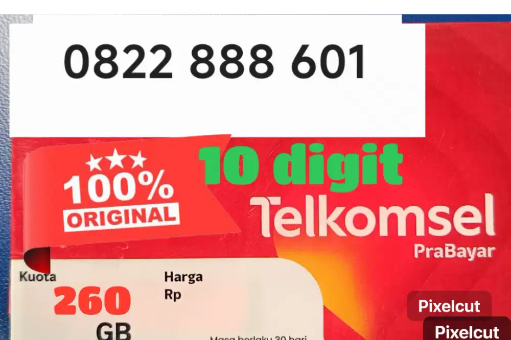 Nomor Cantik 10 digit Telkomsel - Kouta 260 GB 1 Tahun - Nomor Baru