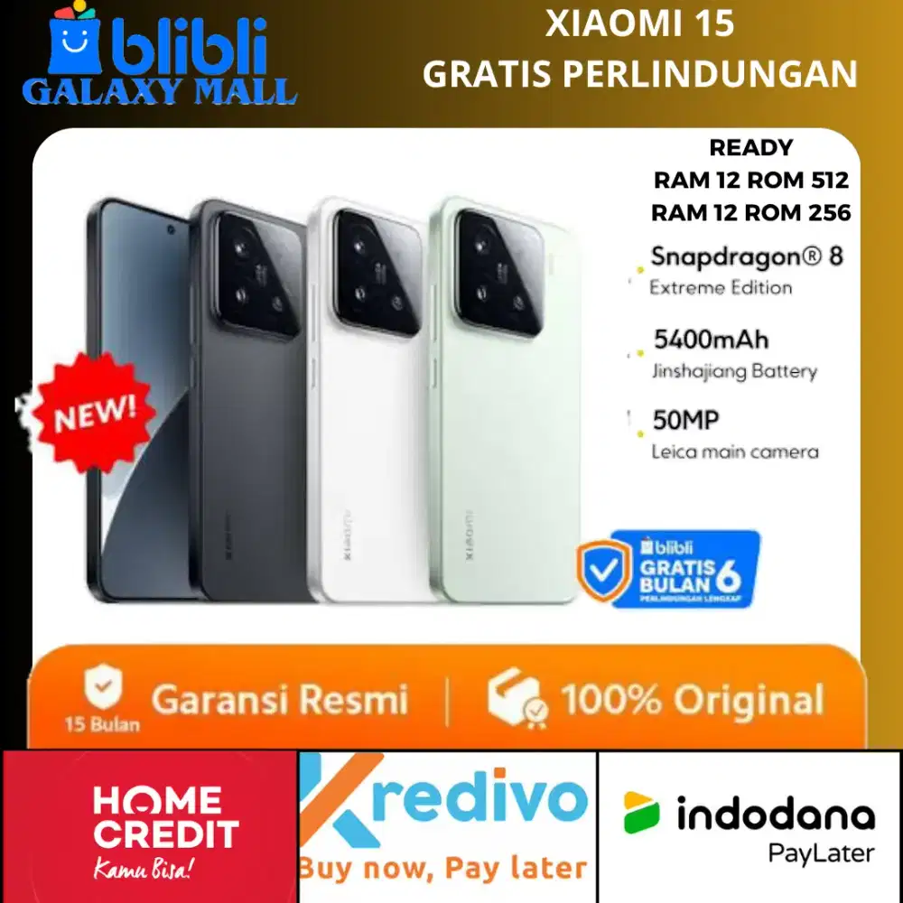 Xiaomi 15 Bisa cicilan Baru dan Bergaransi Resmi Free Wireles Cas Ori