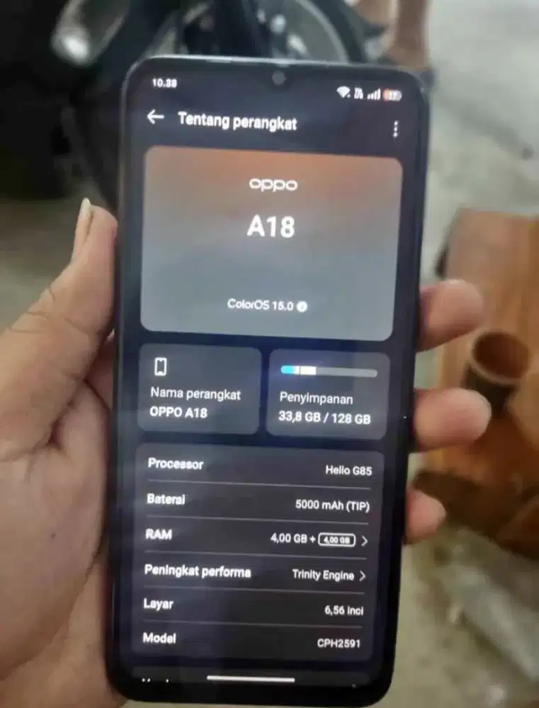 Oppo a18 hp casan ram4+4/128