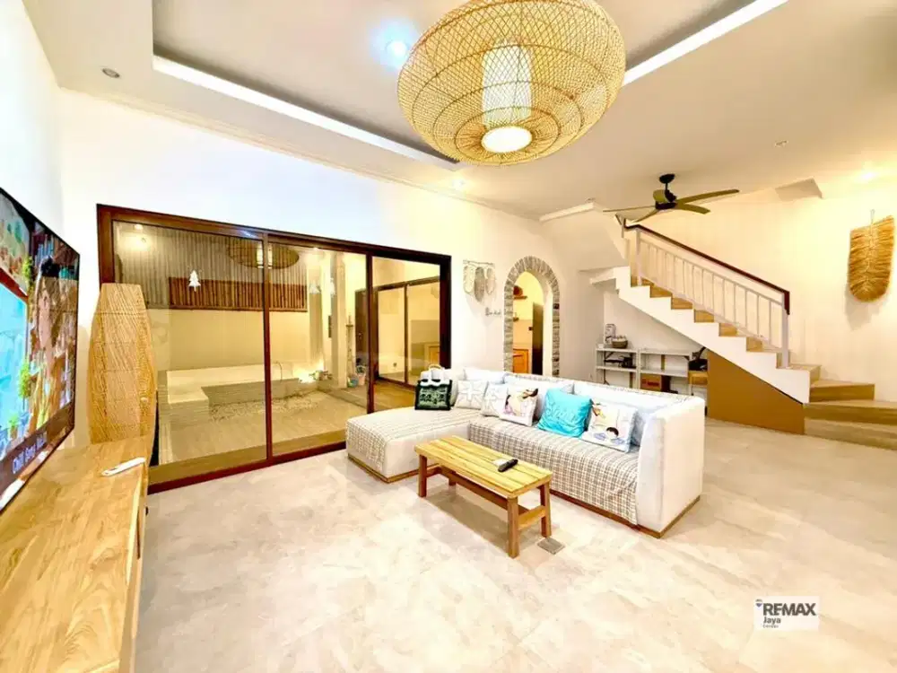 For Rent Modern Two Storey House in Exclusive One Gate System Complex Sunset Road Seminyak