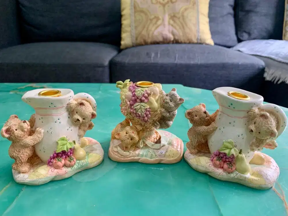 Candle Holder Resin Bear
