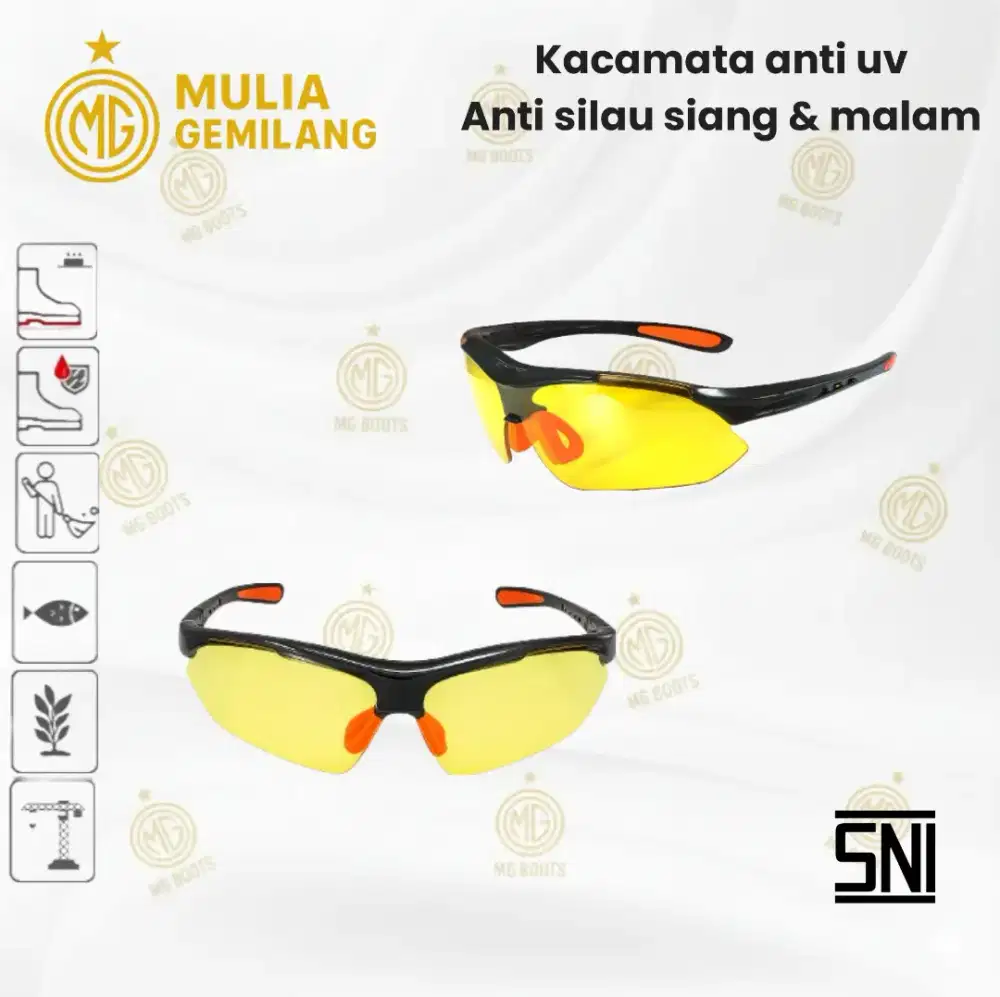 Kacamata safety anti UV siang & malam