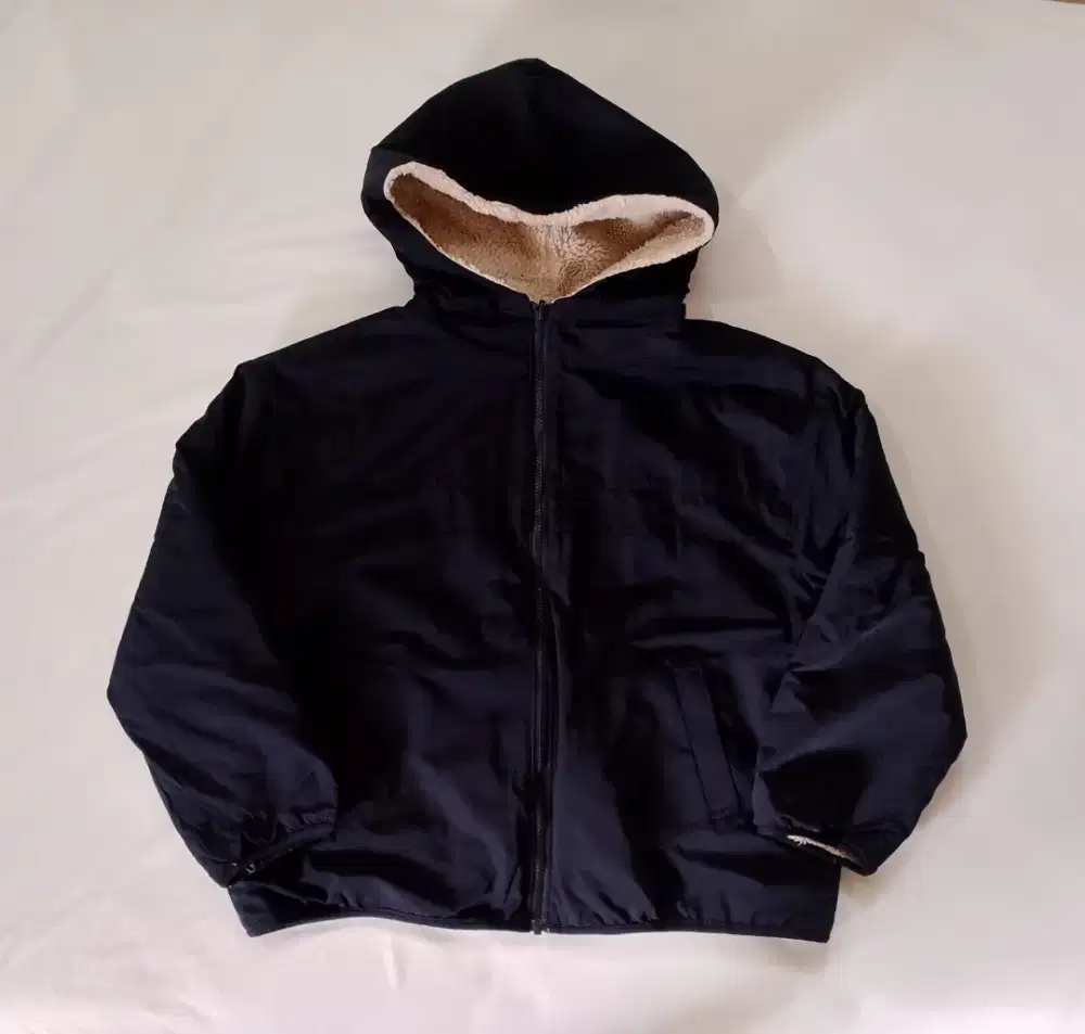 Jacket tebal Hoodie Zipper Daleman sherpa