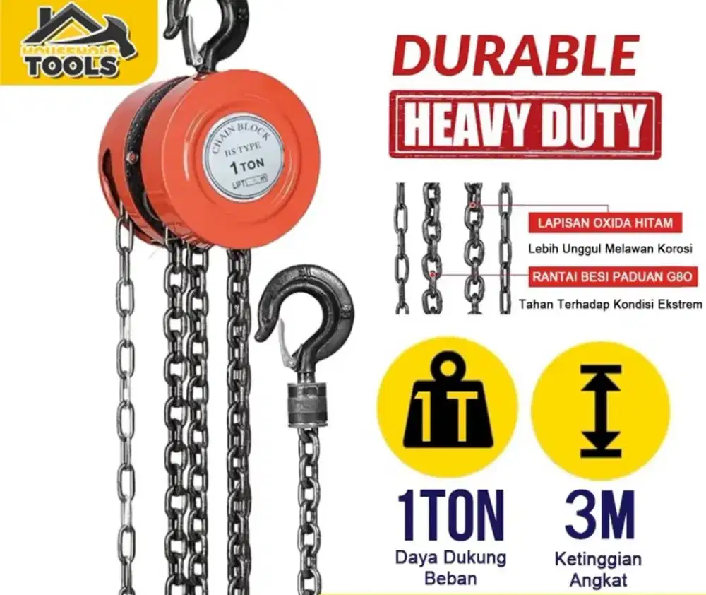 1 ton 3 meter chain block takel katrol chainblock bulat