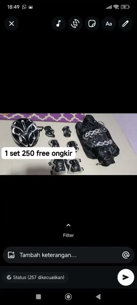 sepatu roda anak size M lengkap