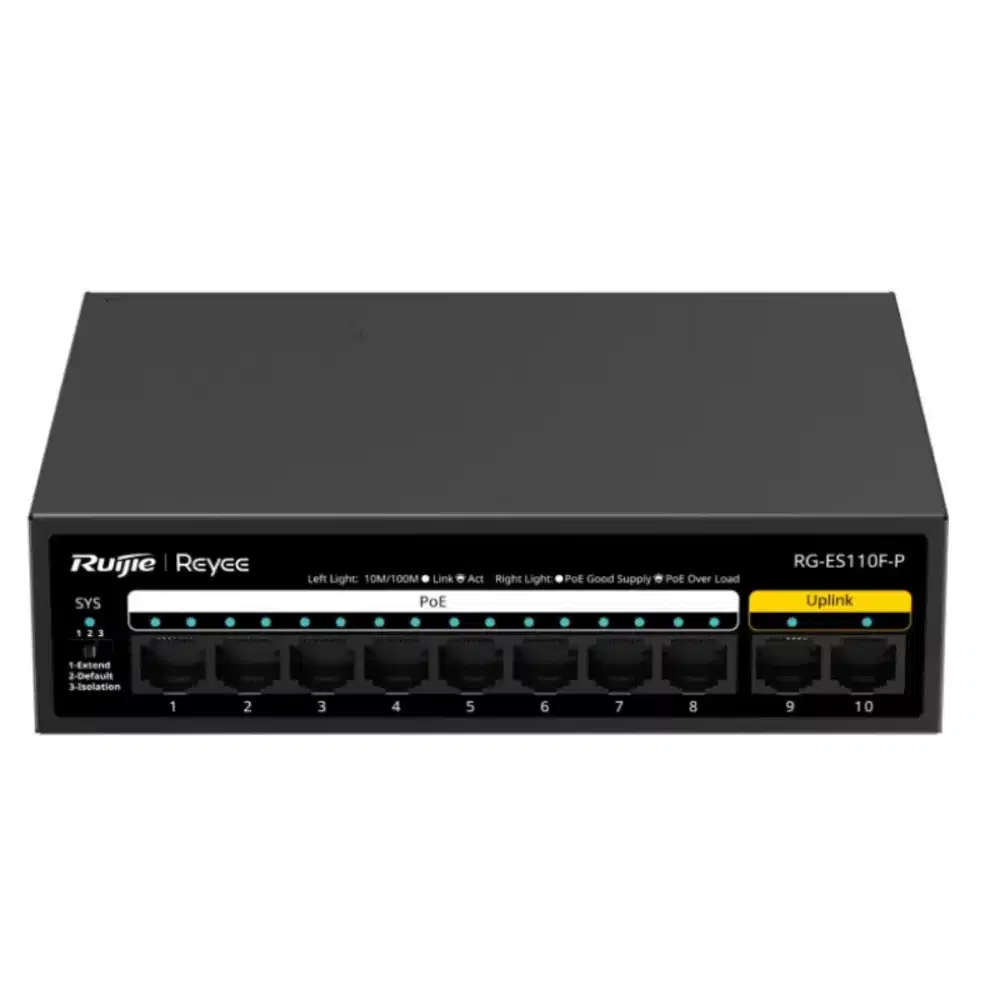 RG-ES110F-P REYEE 10-Port 10/100 Mbps Unmanaged PoE Switch