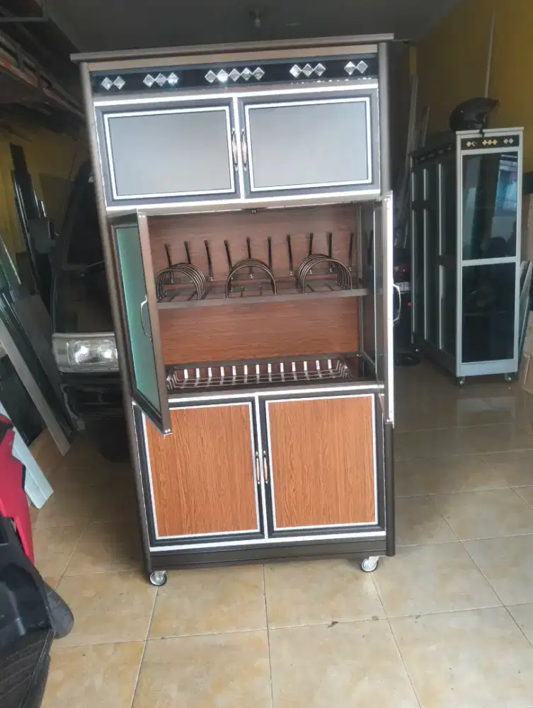 lemari rak piring aluminium