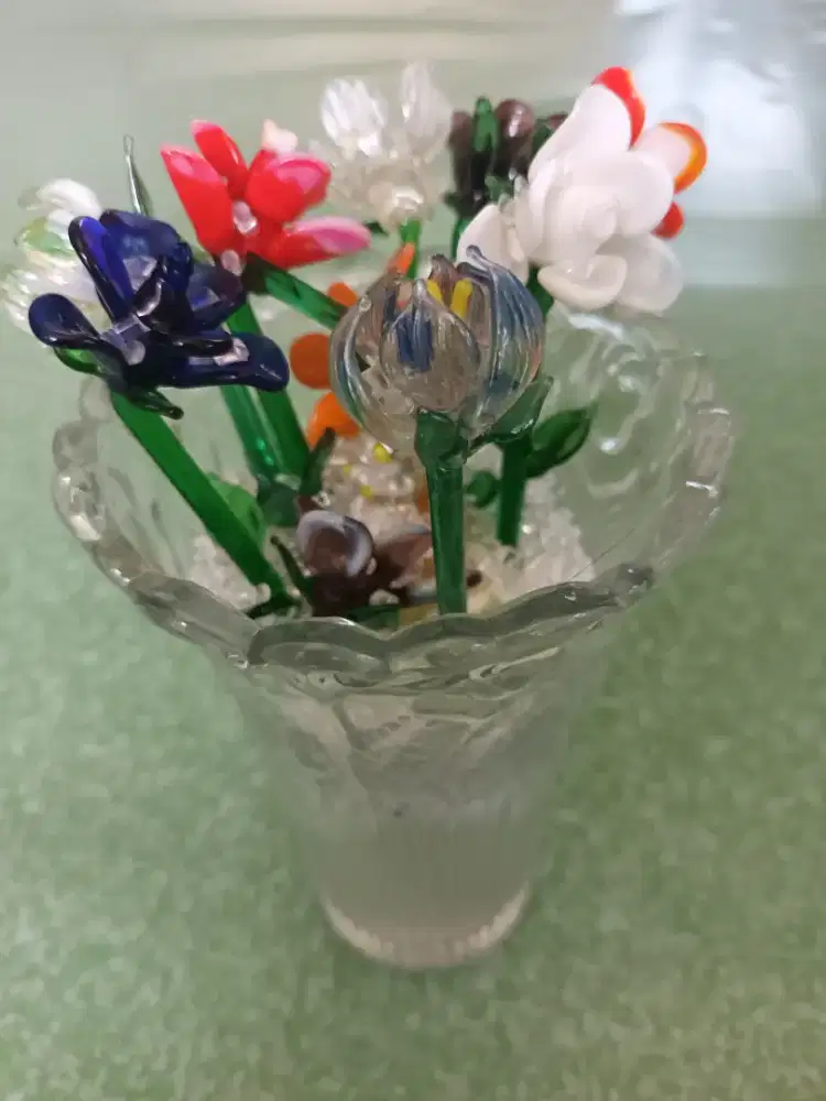 Jual Bunga Warna Warni Kristal 8 Tangkai