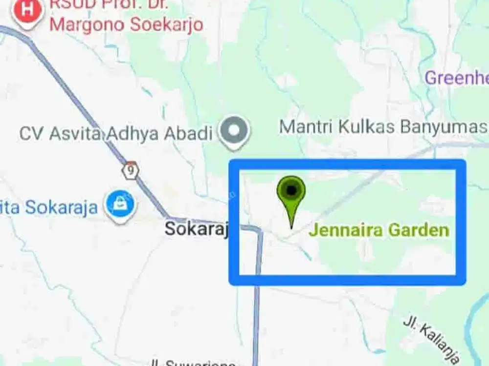 Kavling Premium di Sokaraja, DP 50%, Sisa cicil tanpa bunga 60 kali (5 thn)