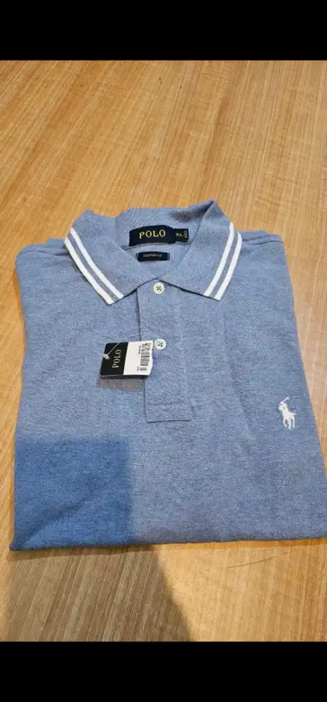 Polo Shirt Custom Fit Blue + Free Polo Pink