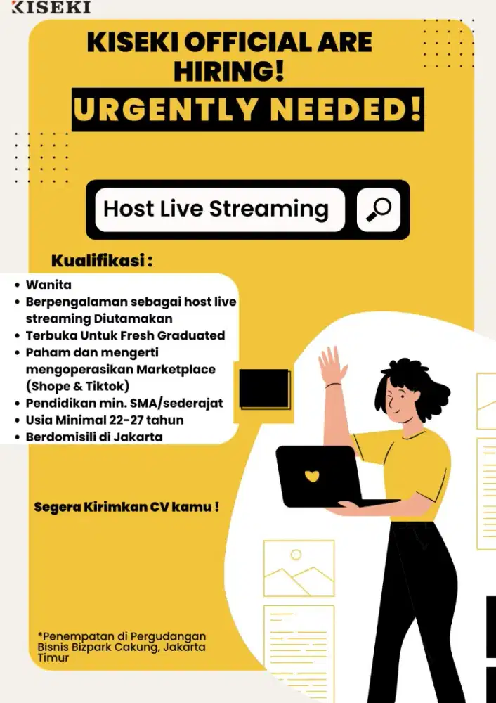 DIBUTUHKAN SEGERA HOST LIVE DAN ADMIN GUDANG!