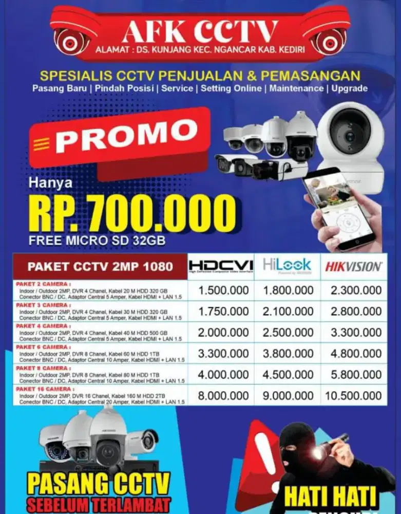 CCTV KUALITAS HD BERGARANSI