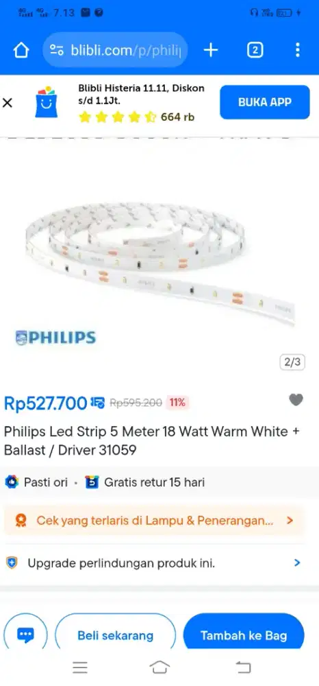 LAMPU LED+BALAST. PLAFONT..PANJANG KURANG LEBIH 100 METER.