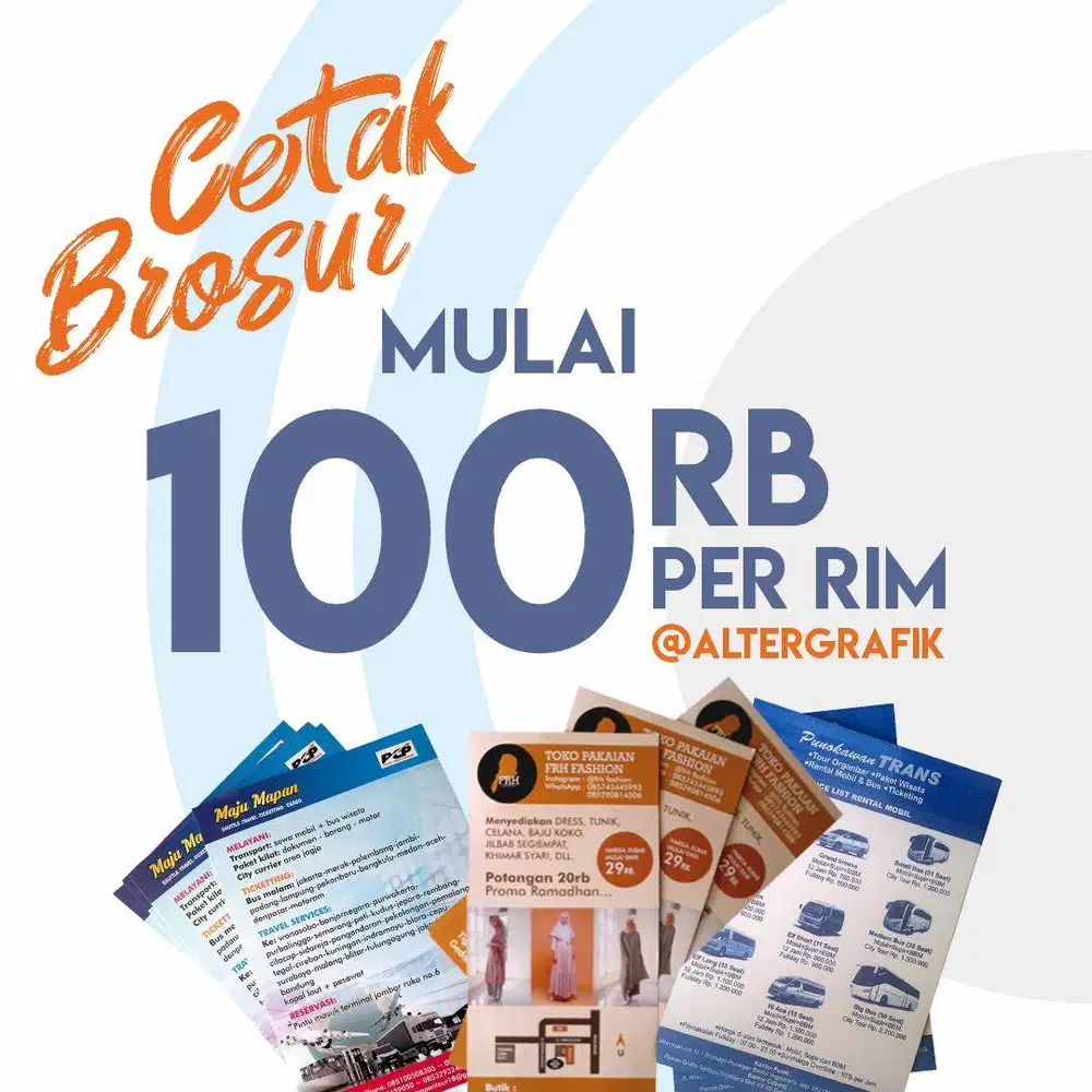 Cetak Brosur / Leaflet Kertas HVS 1 Warna / Monokrom Mulai 100rb-an/ri