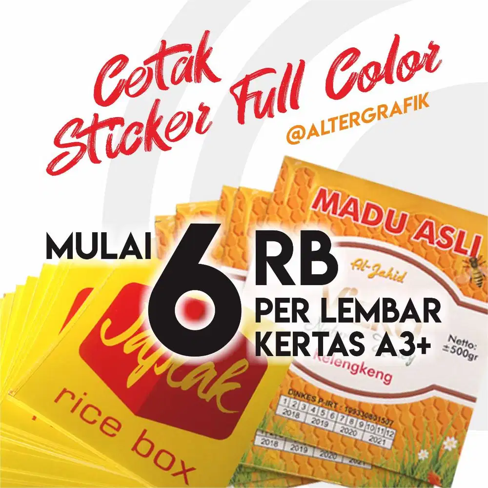 Print Sticker Label Full Color Mulai 6rb/lembar A3
