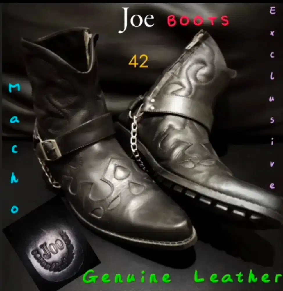 Joe Boots Cowboy 42, Asli KuliT, Super MaCho, Elegan,Eksklusif,Nyaman