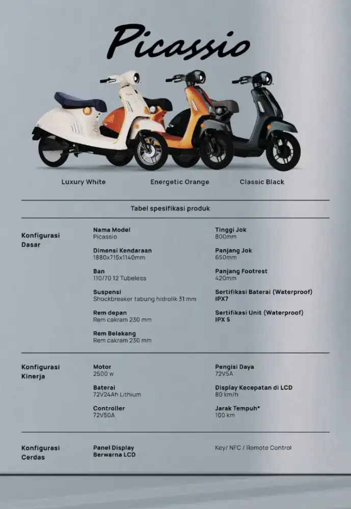 MOTOR LISTRIK OFERO PICASSIO E-MOTOR SPEED 80KM POWER 2500W
