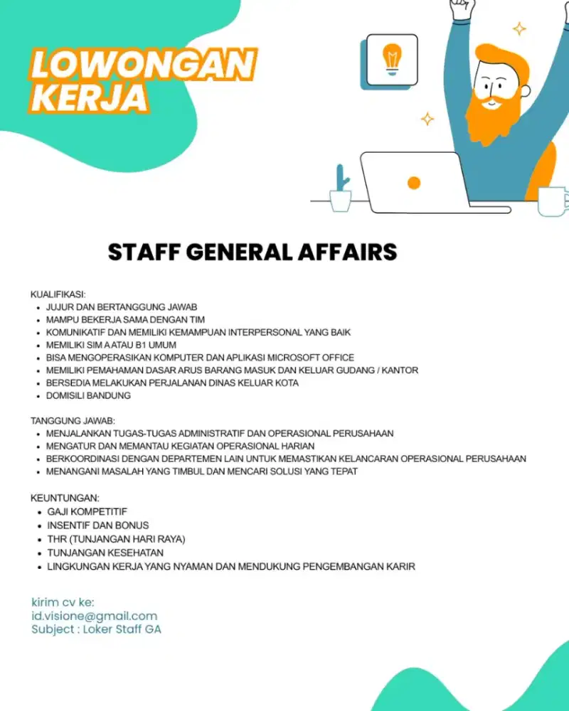 LOKER STAFF GENERAL AFFAIRS BANDUNG TIMUR