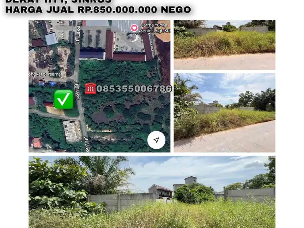 Dijual tanah Jl Laos Karya Indah dekat Darma Yudha