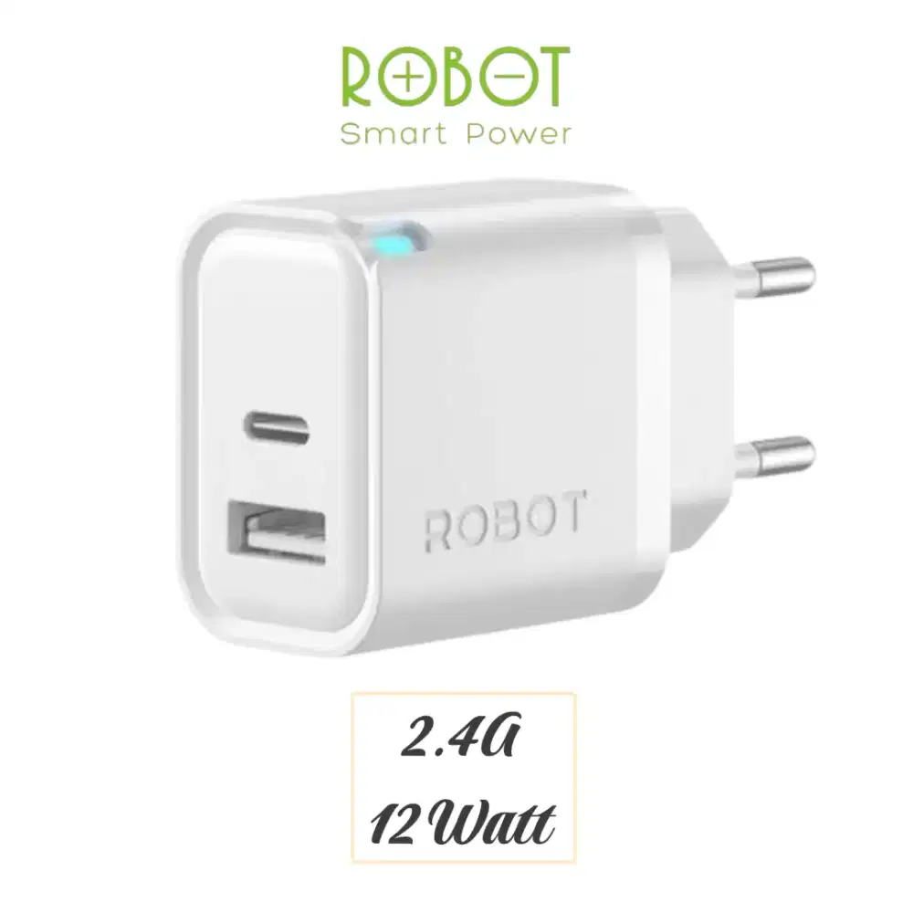 Adaptor Kepala Cas Robot Dual Output Usb-A & C 2.4A 12W