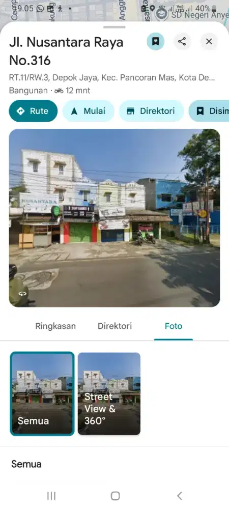DISEWAKAN RUKO  Di Jalan NUSANTARA  Depan SMA 1 Depok